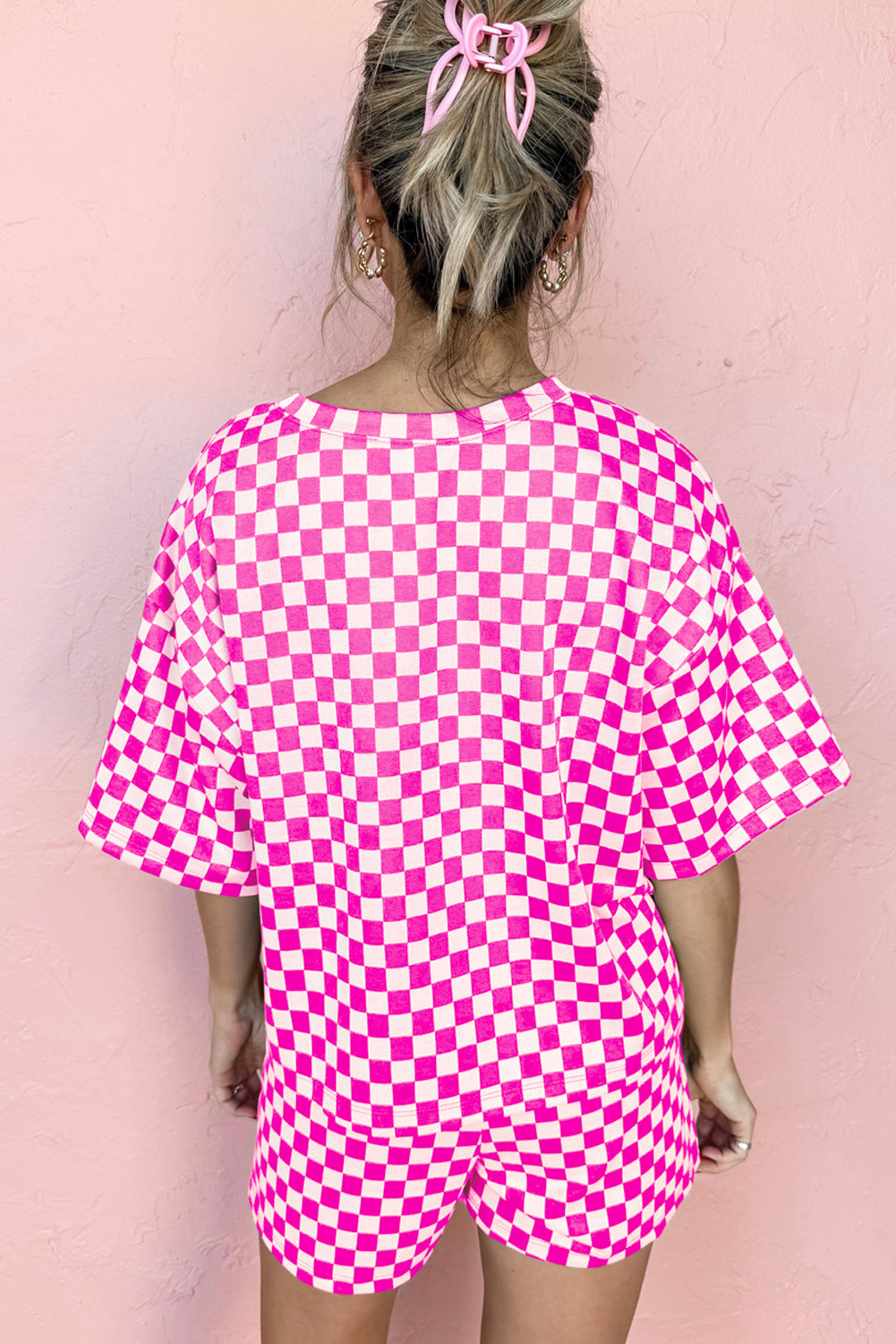 2pc Black Checkered Top and Shorts